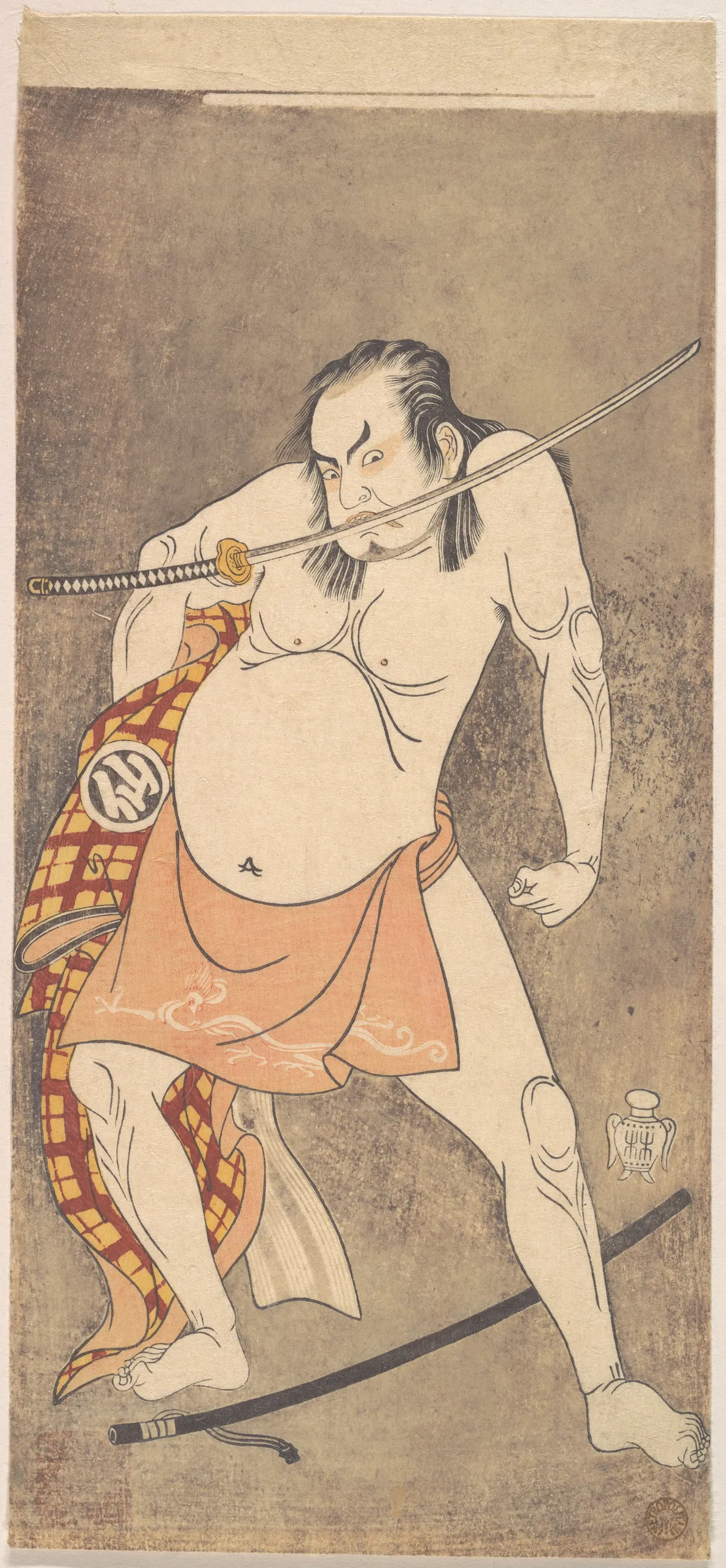 The Second Nakamura Sukegoro as a Man Entirely Nude Save for Loin Cloth | Katsukawa Shunshō　勝川春章 - 浮世繪畫廊