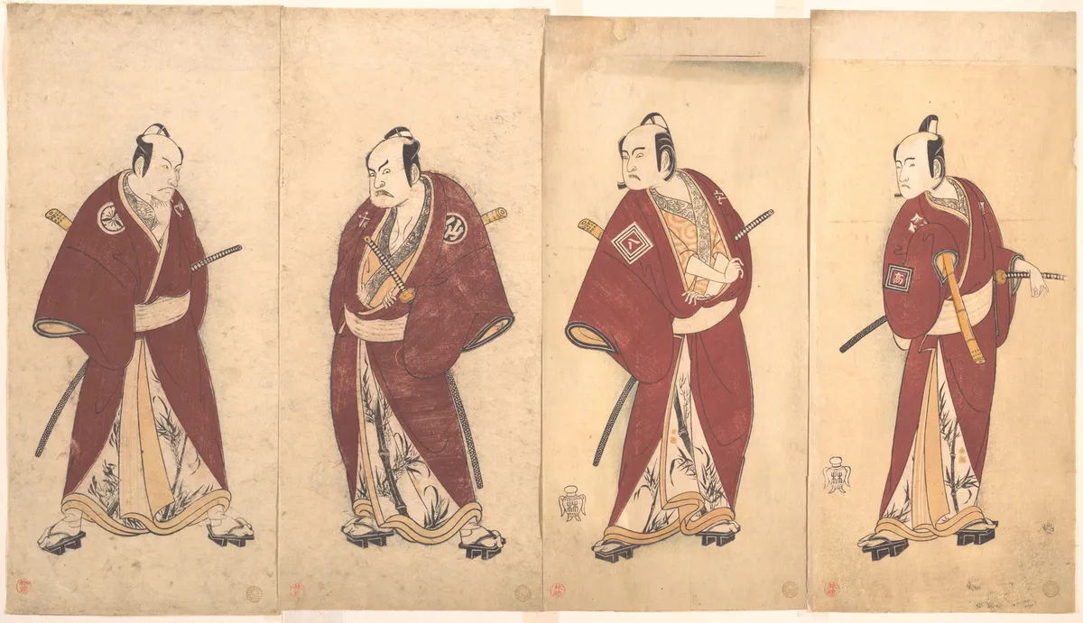 Four of the Five Actors Who Performed the Shosa "Gonen Otoko" | Katsukawa Shunshō　勝川春章 - 浮世繪畫廊