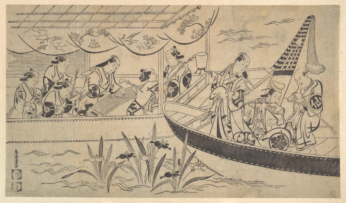 An Actor's Boating Party on the Sumida River | Torii Kiyomasu I - 浮世繪畫廊