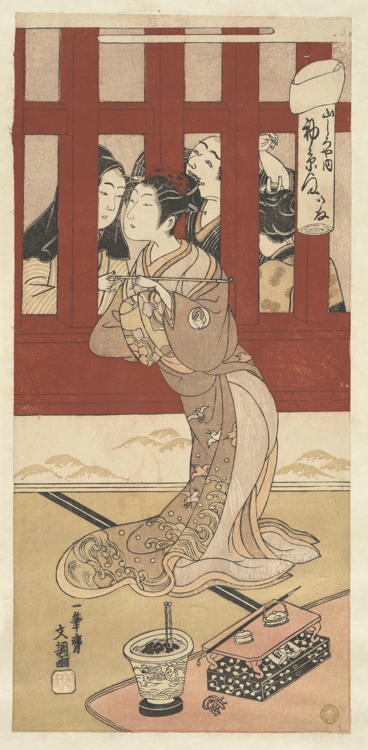 The Actor Bando Hikosaburo II in the Role of the Oiran Hatsuito of Yamashiro-ya | Ippitsusai Bunchō - 浮世繪畫廊