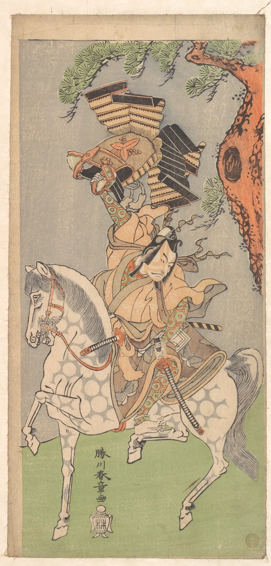 Ichikawa Danjuro V as a Warrior Mounted on a Dapple Gray Horse | Katsukawa Shunshō　勝川春章 - 浮世繪畫廊
