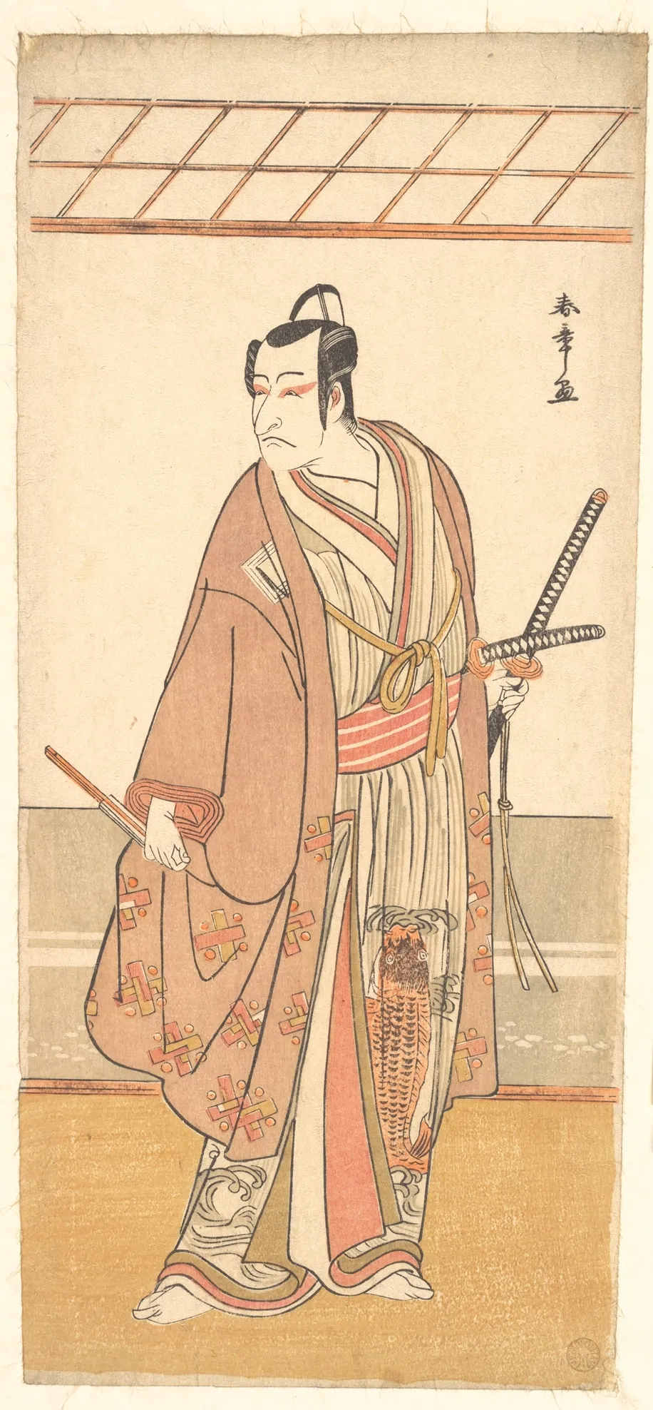 The Actor Ichikawa Danjuro V as a Samurai Attired in a Purple Haori (Coat) | Katsukawa Shunshō　勝川春章 - 浮世繪畫廊