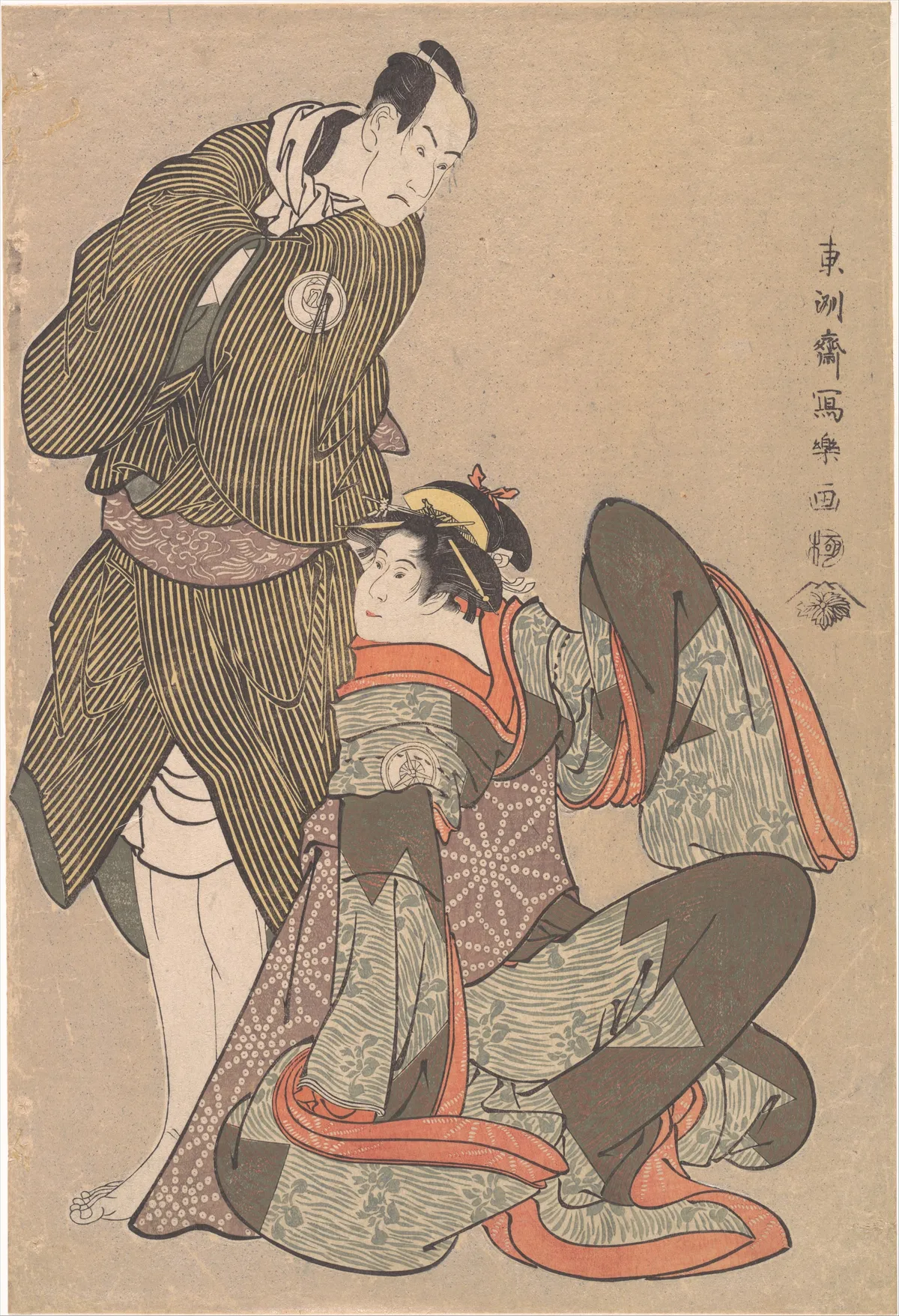 Bandō Hikosaburō III in the Role of Obiya Chōemon and Iwai Hanshiro IV in the Role of Shinanoya Ohan, from the Play “Nihonmatsu Michinoku sodachi” | Tōshūsai Sharaku - 浮世繪畫廊