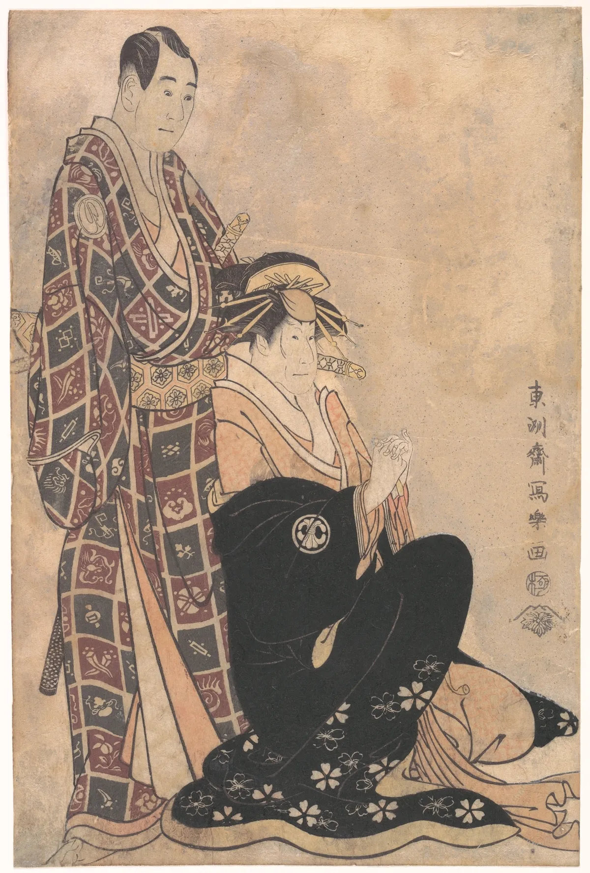 Sagawa Kikunojo III as the Courtesan Katsuragi,and Sawamura Sojuro | Tōshūsai Sharaku - 浮世繪畫廊