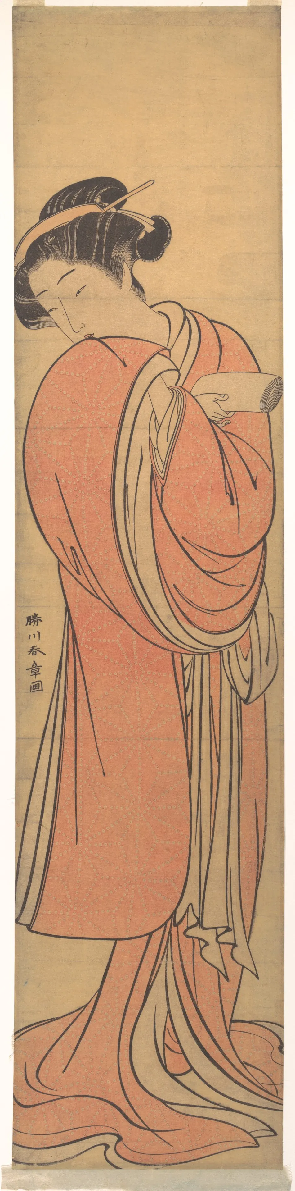Woman in Red | Katsukawa Shunshō　勝川春章 - 浮世繪畫廊