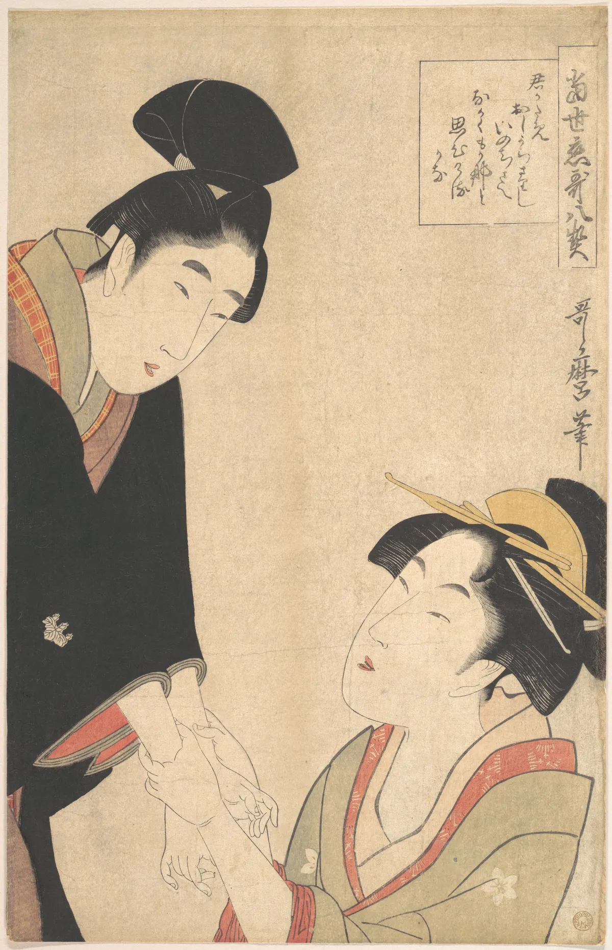 The Lovers Oshichi and Kichisaburo | Kitagawa Utamaro - 浮世繪畫廊