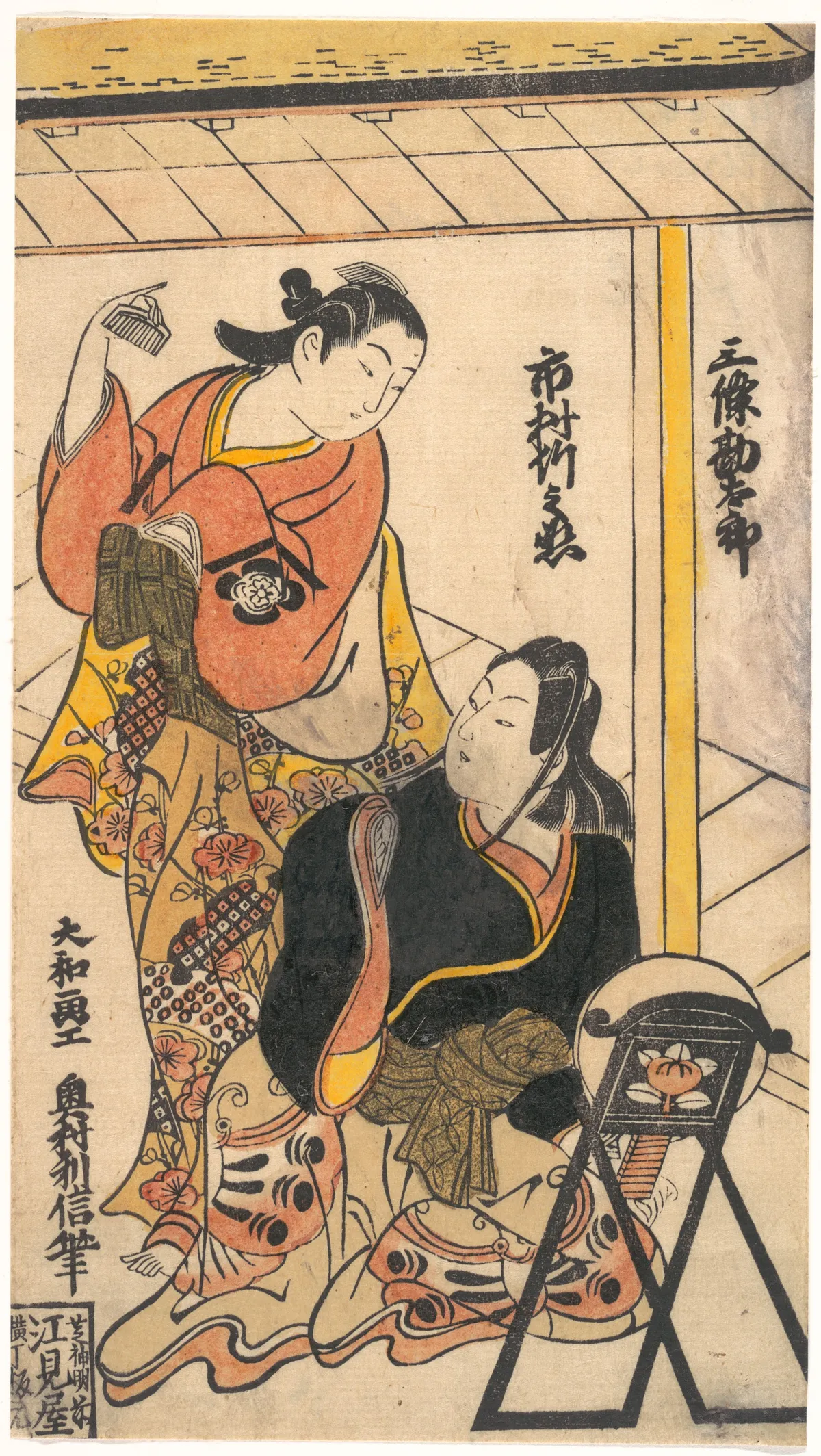 Portrait of Ichimura Takenojō and Sanjō Kantarō | Okumura Toshinobu - 浮世繪畫廊