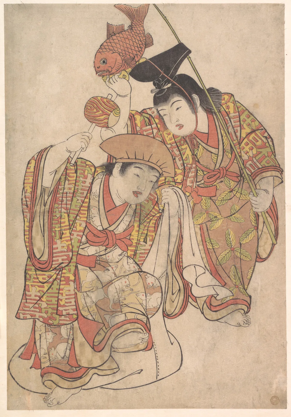 Boys Maquerading as Daikoku and Ebisu | Kitao Shigemasa - 浮世繪畫廊
