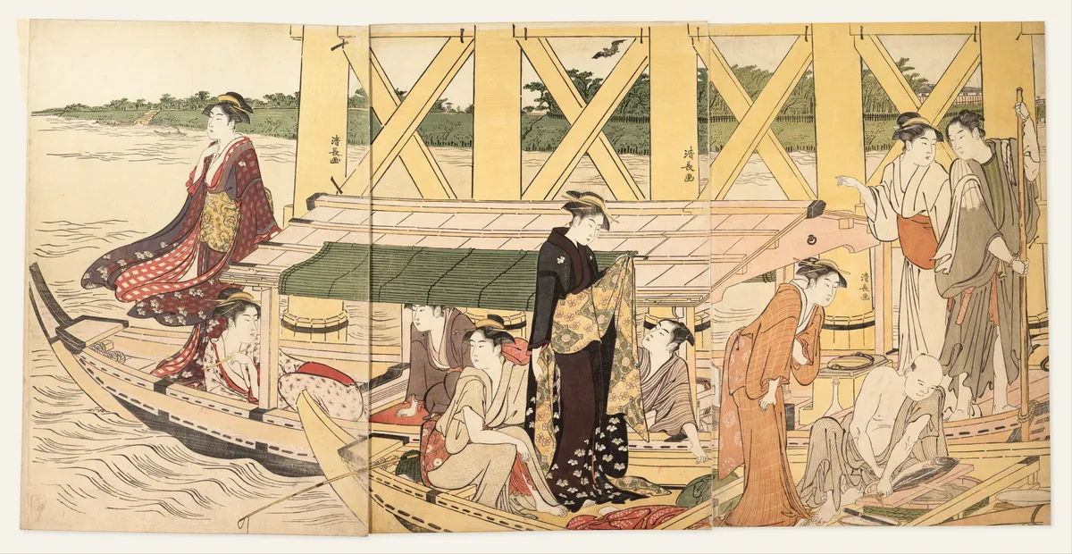 A Boating Party under Azuma Bridge | Torii Kiyonaga - 浮世繪畫廊