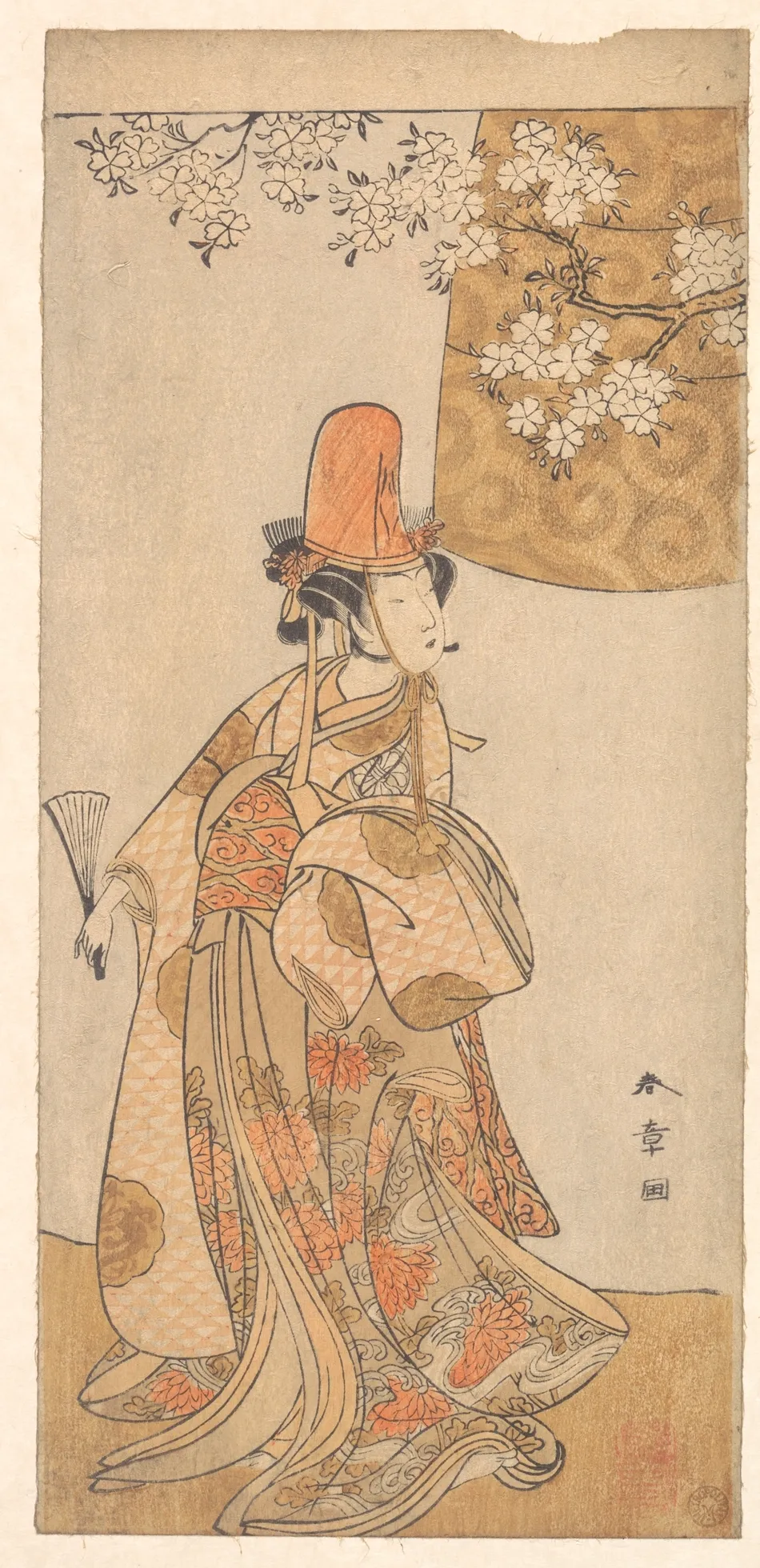Segawa Tomisaburo in the Role of Musume Dojoji in "Hanagatami Kazaori Eboshi" | Katsukawa Shunshō　勝川春章 - 浮世繪畫廊