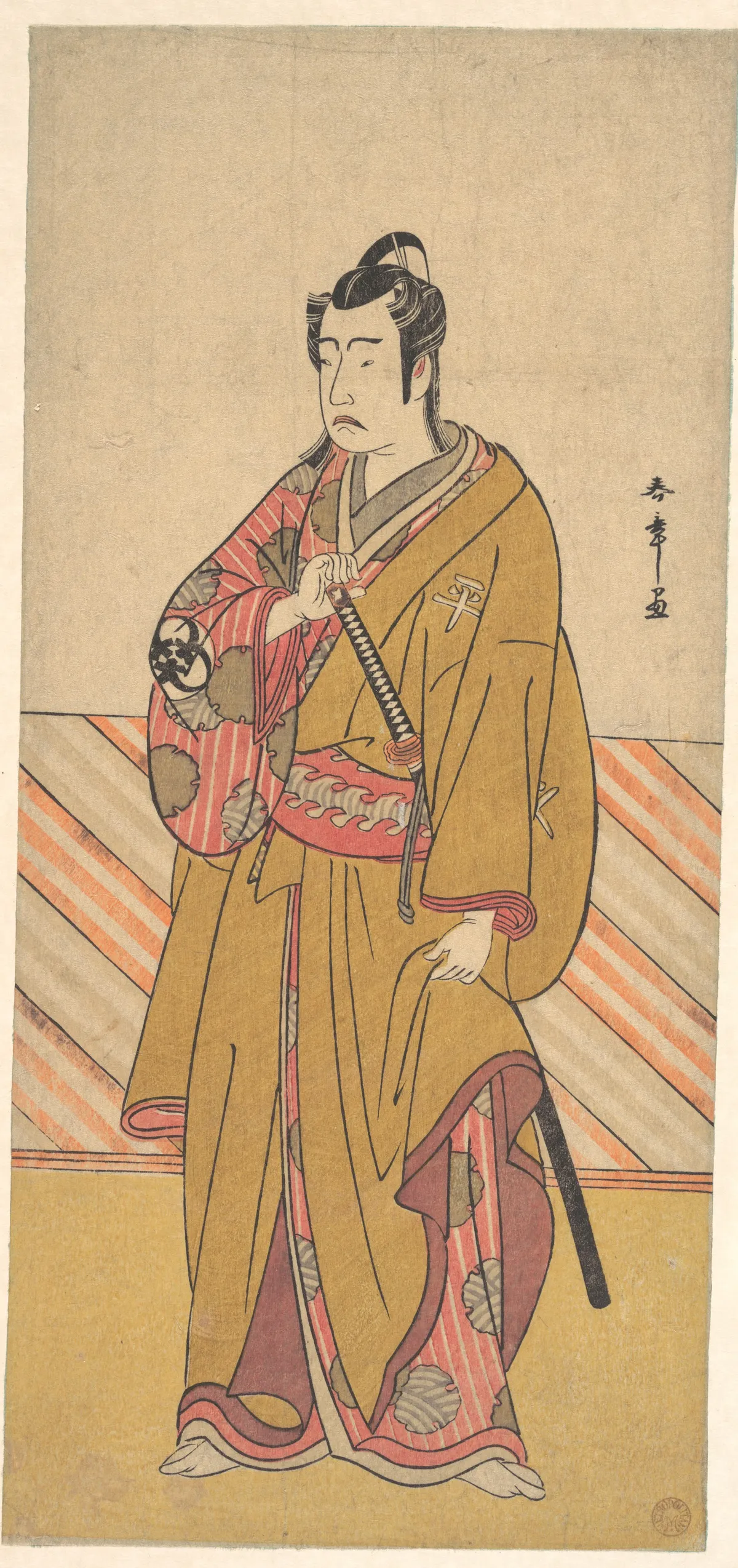 The Actor Bando Mitsugorō I as one of the Conen Otoko or Five Kyokaku | Katsukawa Shunshō　勝川春章 - 浮世繪畫廊