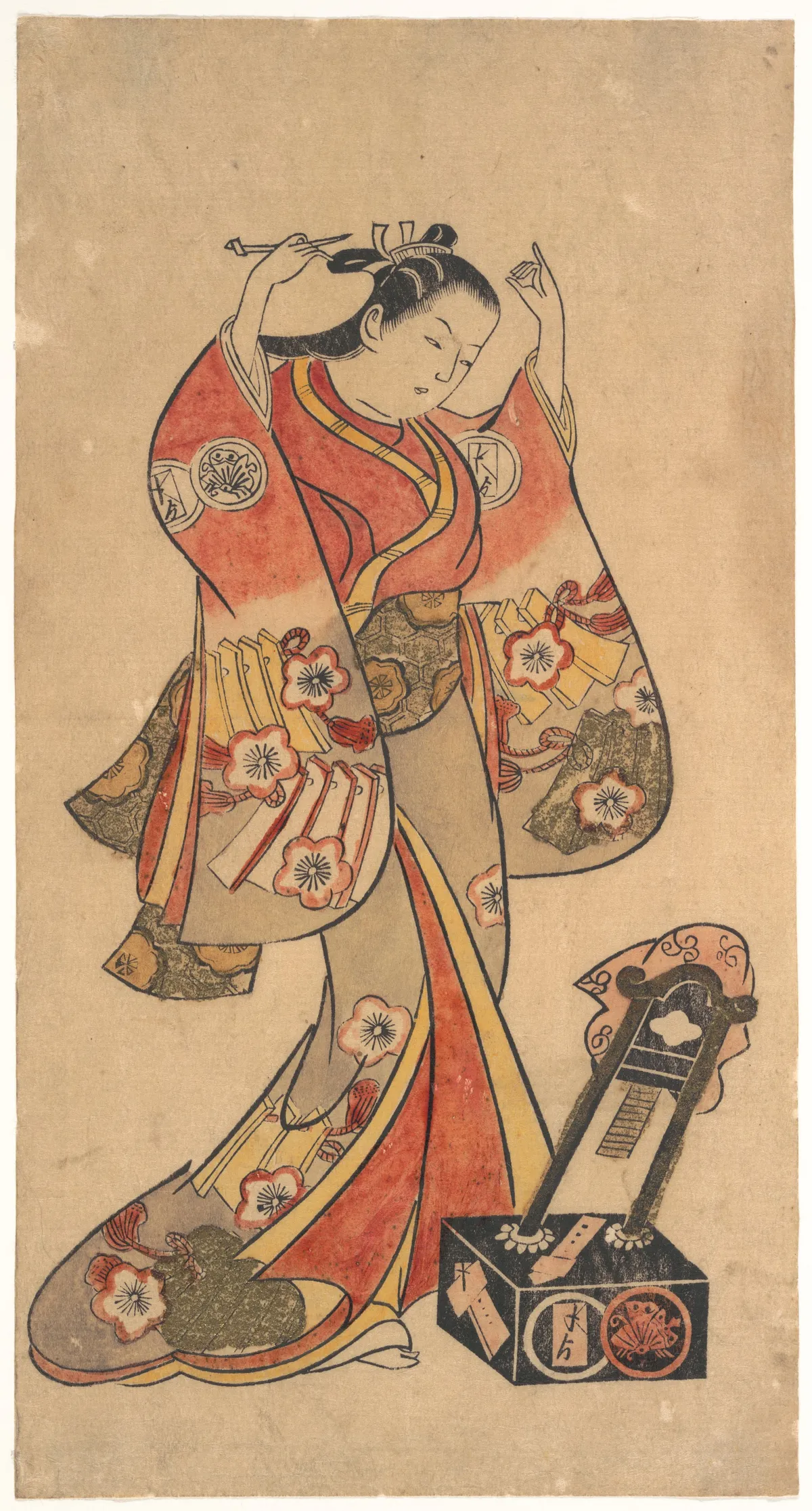 Portrait of Sanjō Kantarō in the Female Role of Yaoya Oshichi in the Play "Fuji no Takane" ("The High Peak of Mount Fuji") | Torii Kiyomasu II - 浮世繪畫廊