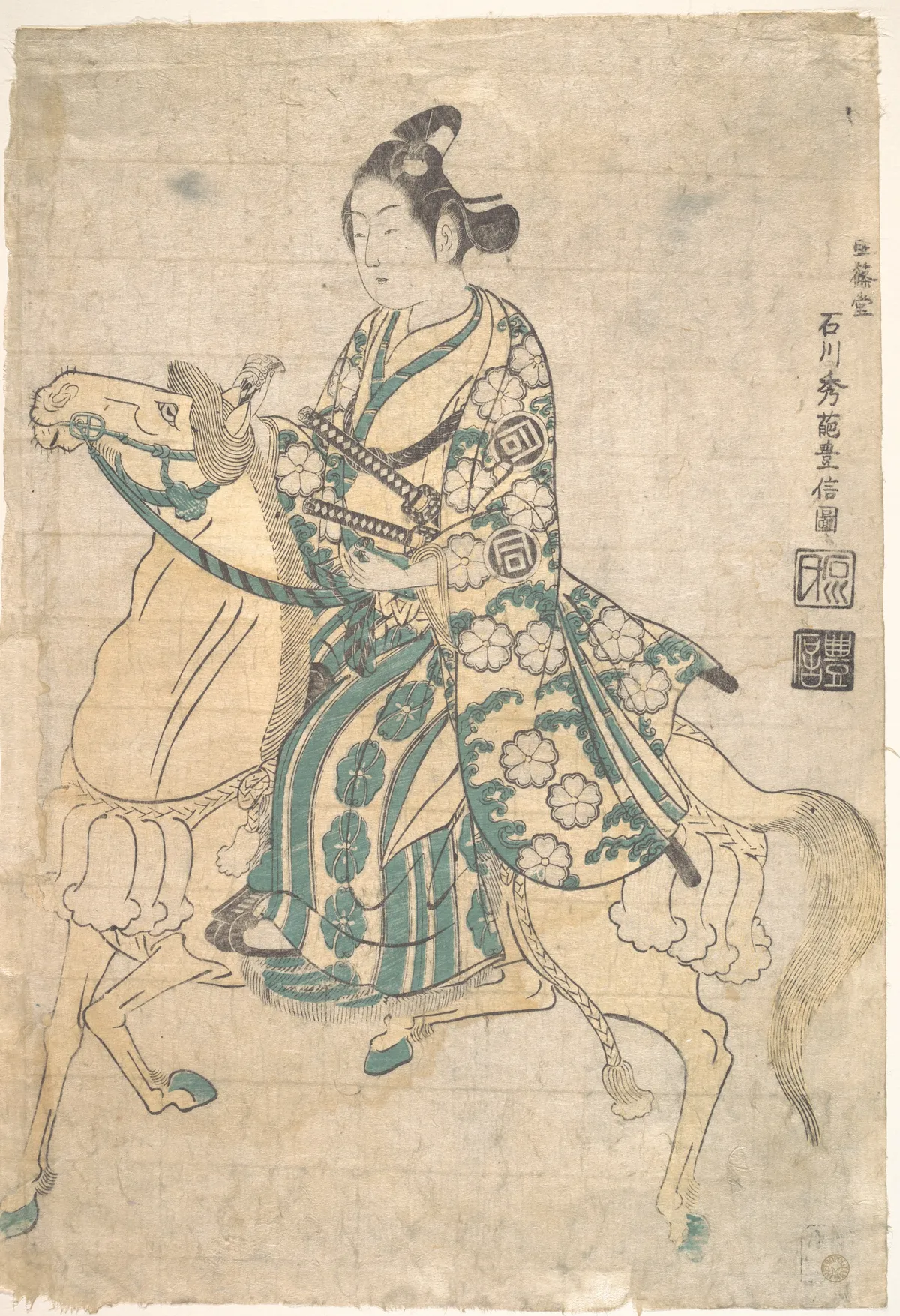Actor Sanokawa Ichimatsu as Young Samurai riding on Horse-back | Ishikawa Toyonobu - 浮世繪畫廊
