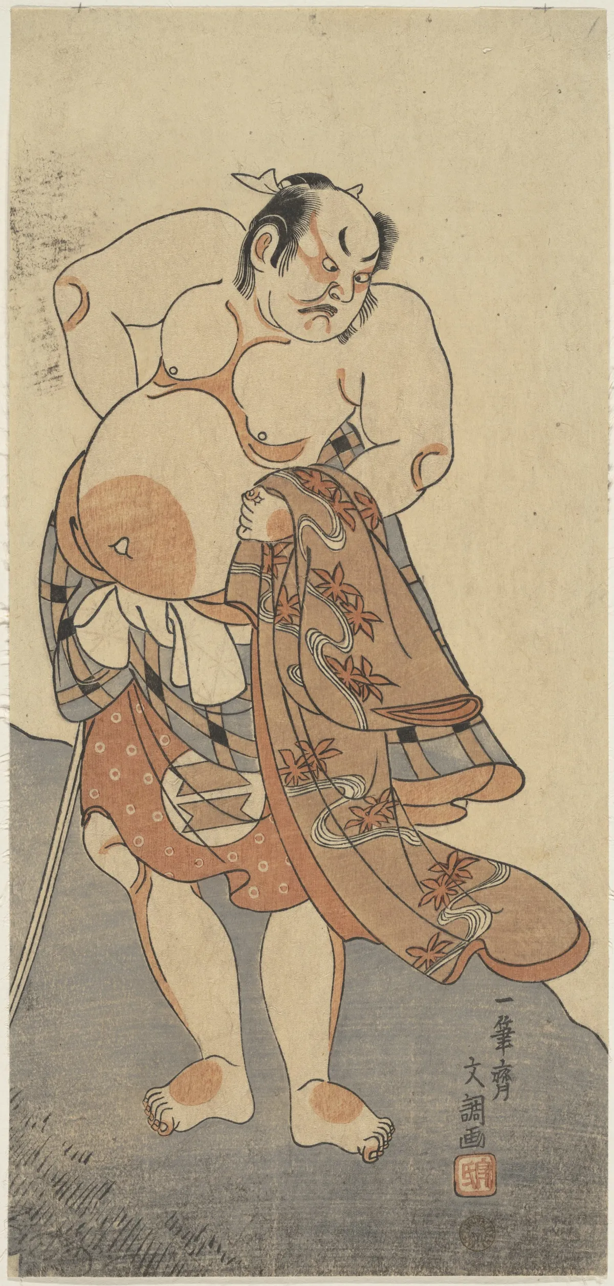Actor Sakata Hongoro II as a Wrestler in a Play | Ippitsusai Bunchō - 浮世繪畫廊
