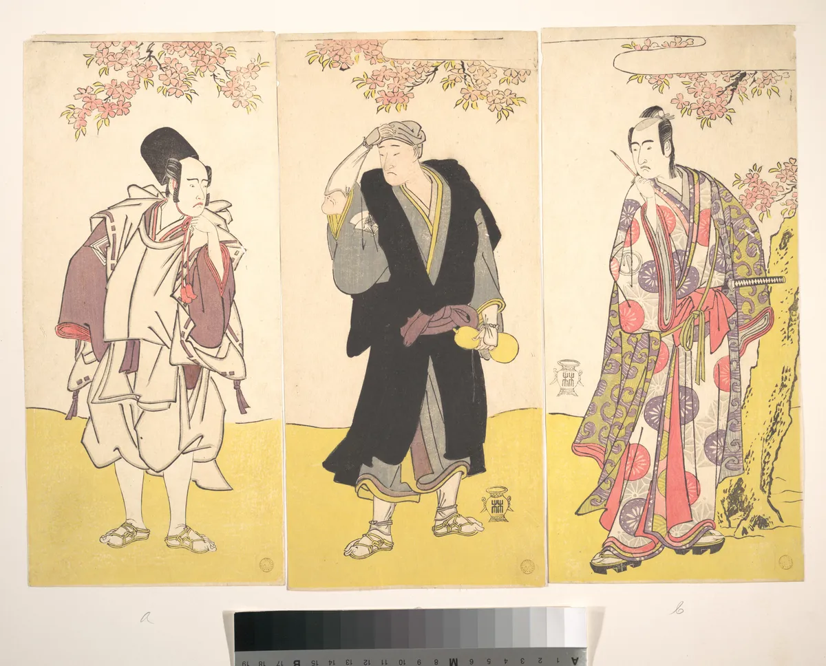 Kabuki Actors Ichikawa Yaozō III, Onoe Matsusuke I, and Sawamura Sōjūrō III | Katsukawa Shunshō　勝川春章 - 浮世繪畫廊