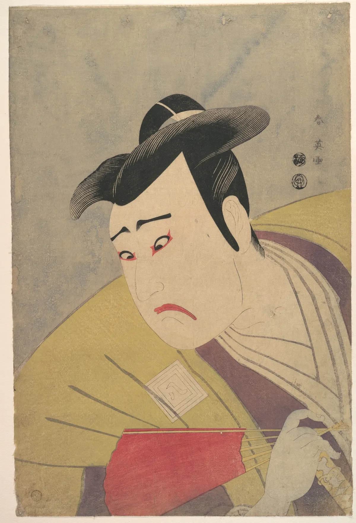 The Actor Ichikawa Yaozō III Holding a Red Fan | Katsukawa Shun'ei 勝川春英 - 浮世繪畫廊