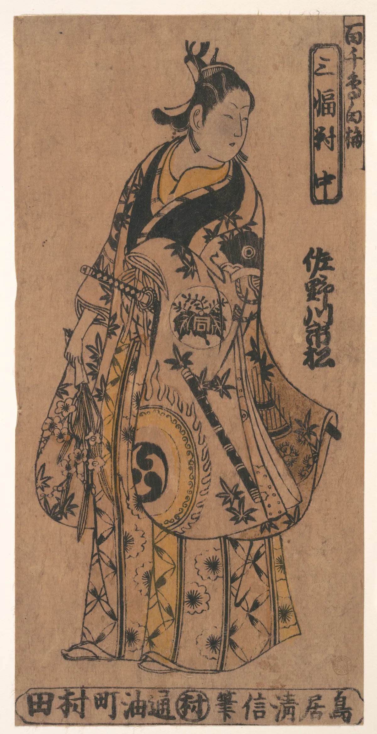 The Actor Sanagawa Ichimatsu 1st as a Wakashu (Fashionable Youth) in the Drama "Momo–Chidori Shiraume" | Torii Kiyonobu I - 浮世繪畫廊