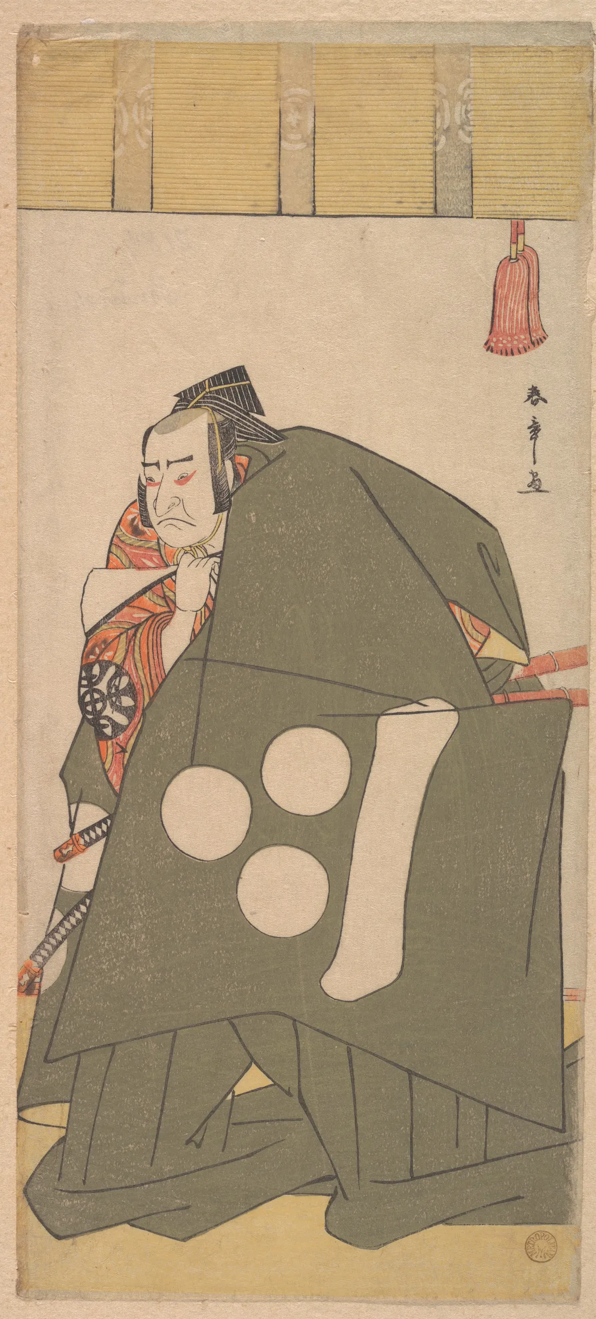 The Actor Nakamura Nakazo in Shibaraku in Dark Green Robes | Katsukawa Shunshō　勝川春章 - 浮世繪畫廊