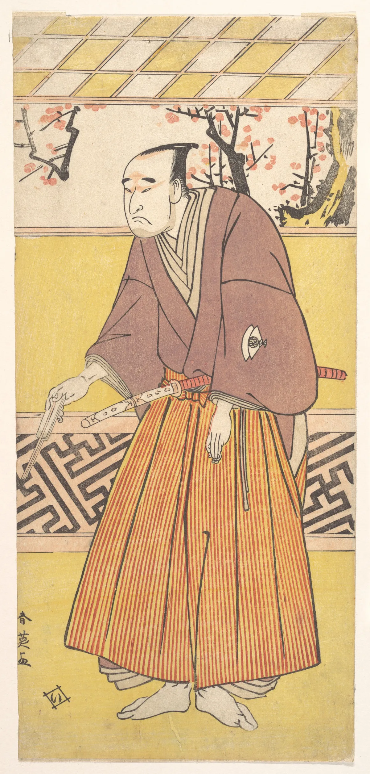 The Actor Onoye Matsusuke I, as a Man Holding a Closed Fan in His Right Hand | Katsukawa Shun'ei 勝川春英 - 浮世繪畫廊