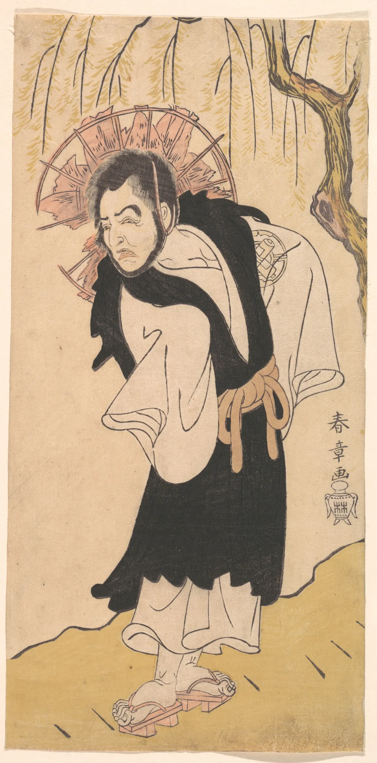 The Actor Nakamura Utaemon I as a Monk under a Willow Tree | Katsukawa Shunshō　勝川春章 - 浮世繪畫廊