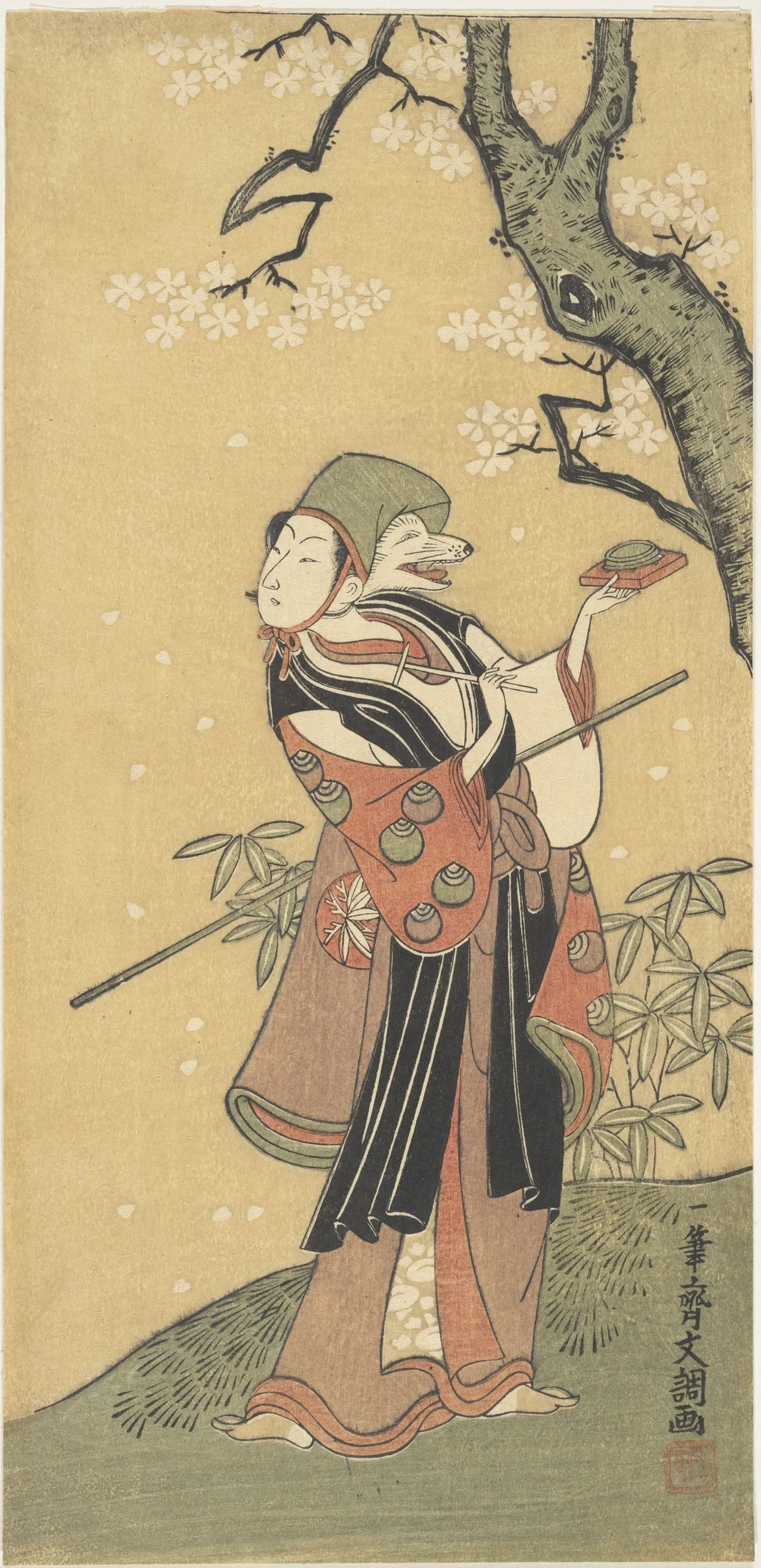 A Fox Dance from the Drama The Thousand Cherry Trees | Ippitsusai Bunchō - 浮世繪畫廊