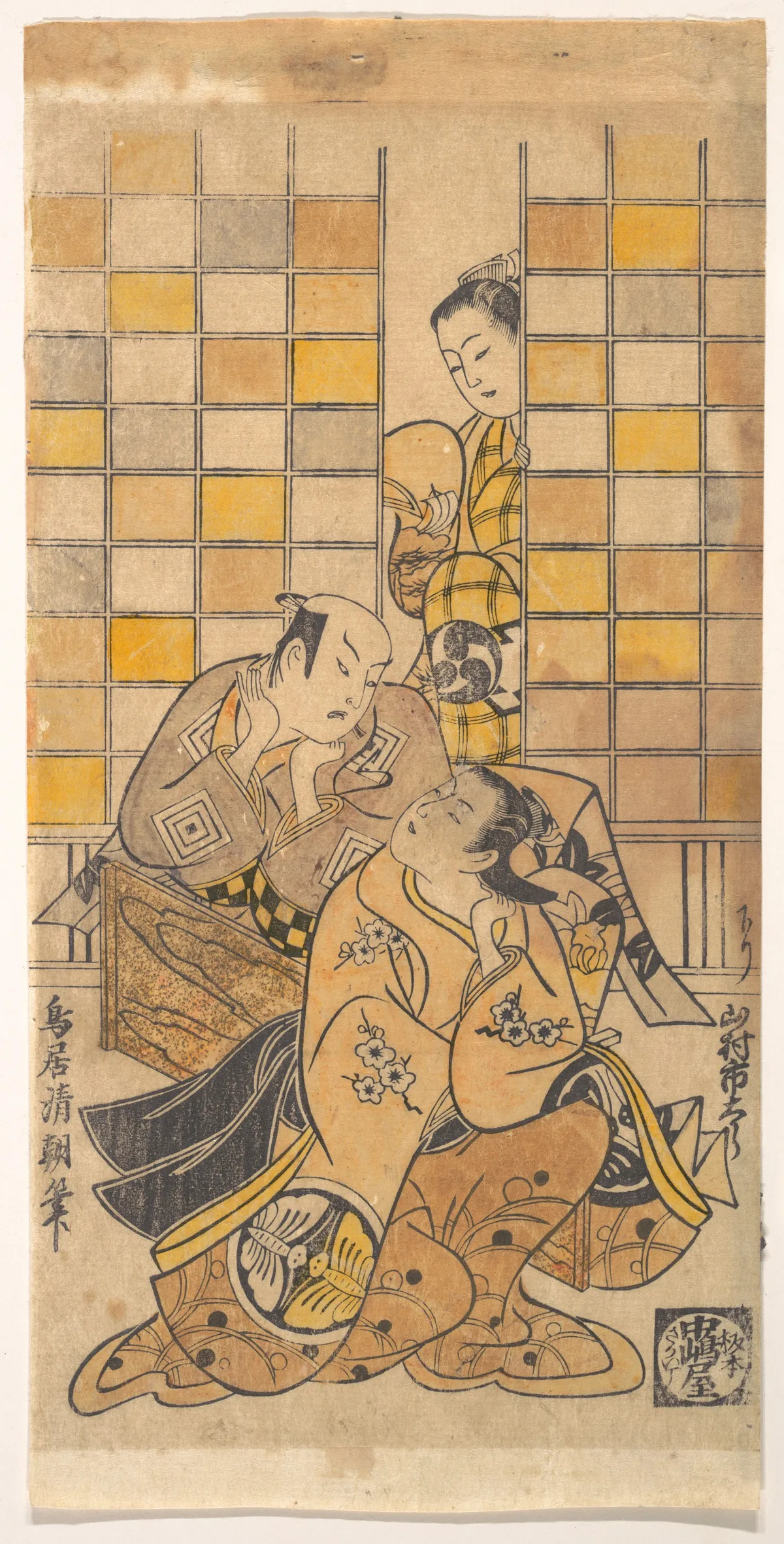 Ichikawa Danjuro II as Kanto Koroku and Yamamura Ichitaro as Oichi | Torii Kiyotomo - 浮世繪畫廊