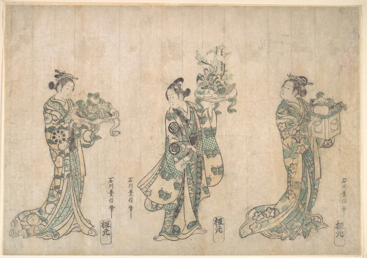 Three Actors | Ishikawa Toyonobu - 浮世繪畫廊