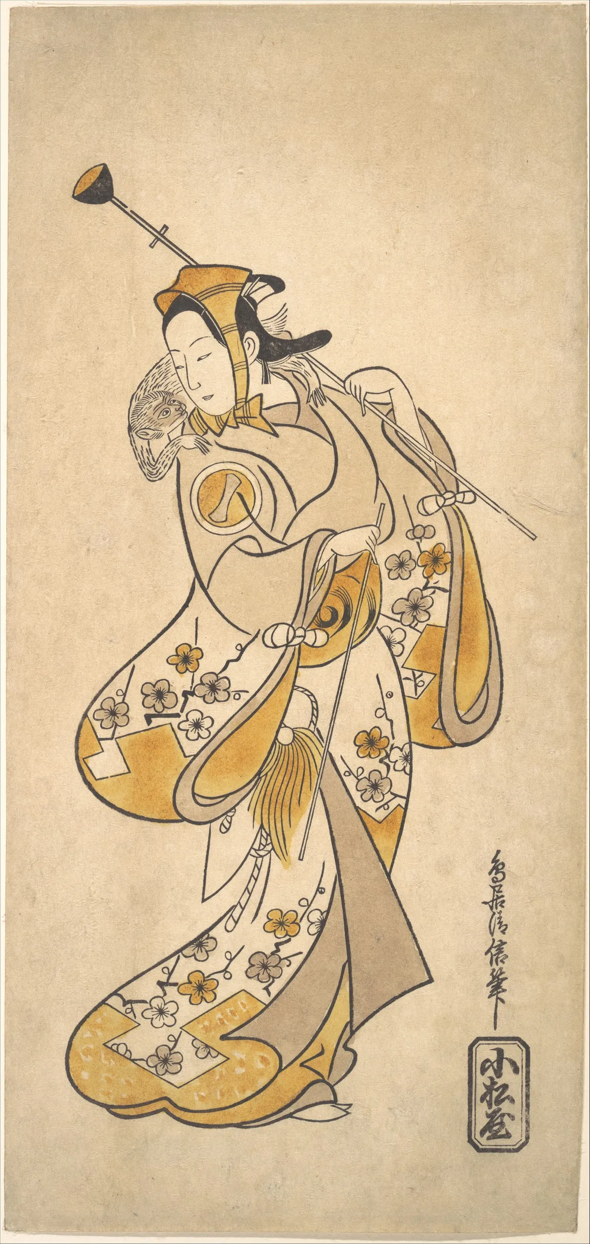 Ichikawa Monnosuke as a Sarumawashi or Monkey Showman | Torii Kiyonobu I - 浮世繪畫廊