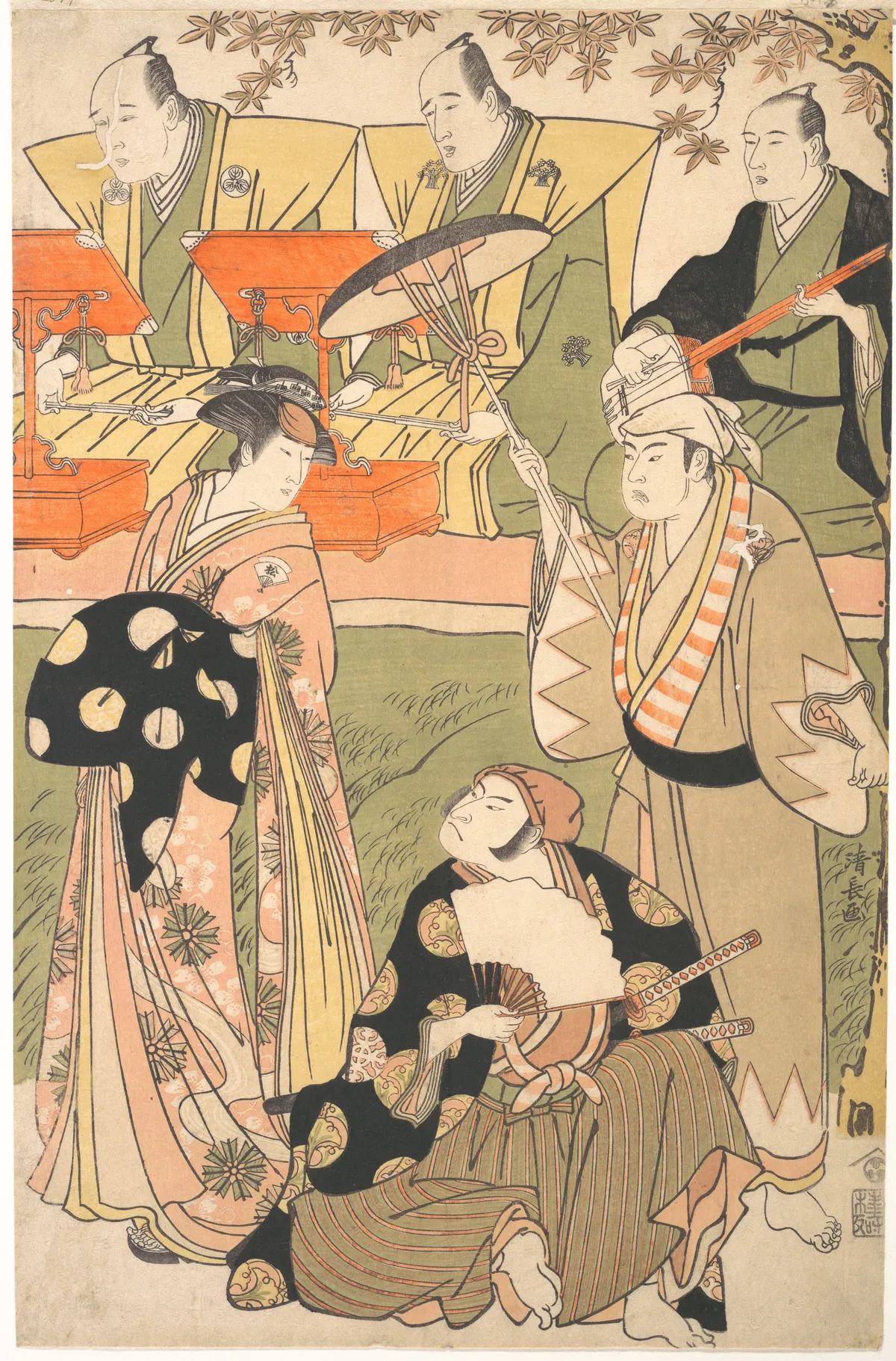 Theatrical Scene, with Musicians | Torii Kiyonaga - 浮世繪畫廊