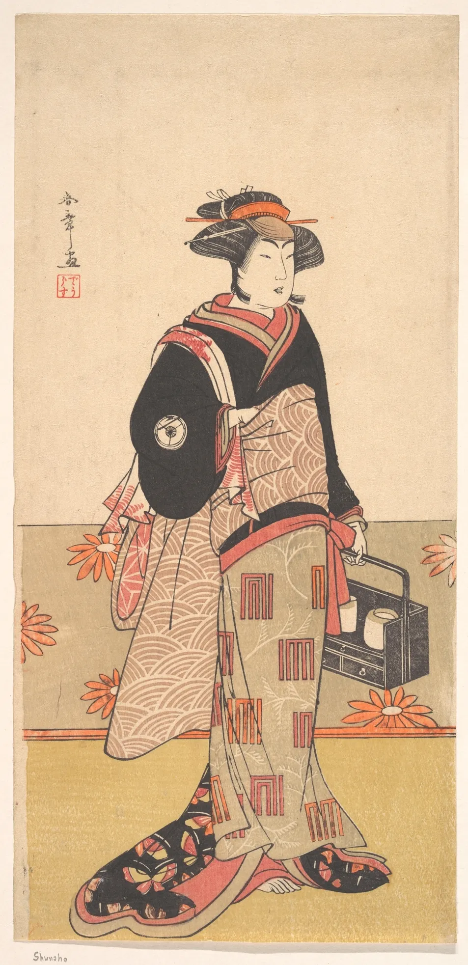 The Actor Iwai Hanshiro IV as a Woman in a Black Kimono | Katsukawa Shunshō　勝川春章 - 浮世繪畫廊