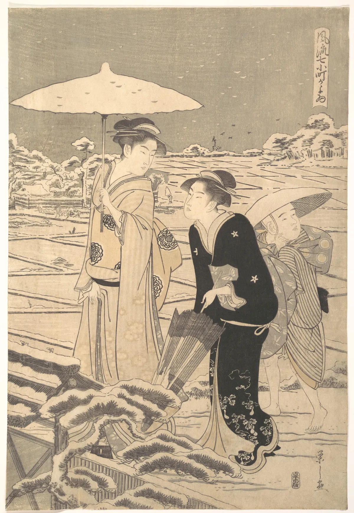 Kayoi Komachi, from the series "Seven Elegant Episodes of the Poet Komachi" (Fūryū nanakomachi kayoi) | Chōbunsai Eishi - 浮世繪畫廊