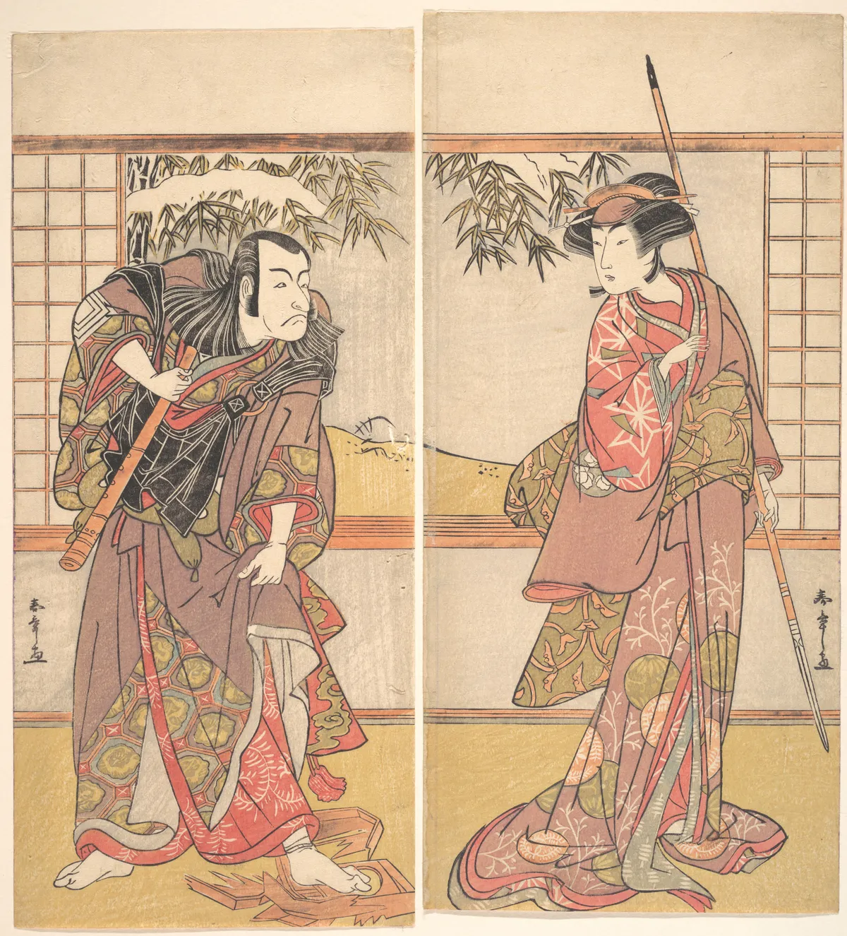 Kabuki Actors Osagawa Tsuneyo II and Ichikawa Danjūrō V | Katsukawa Shunshō　勝川春章 - 浮世繪畫廊