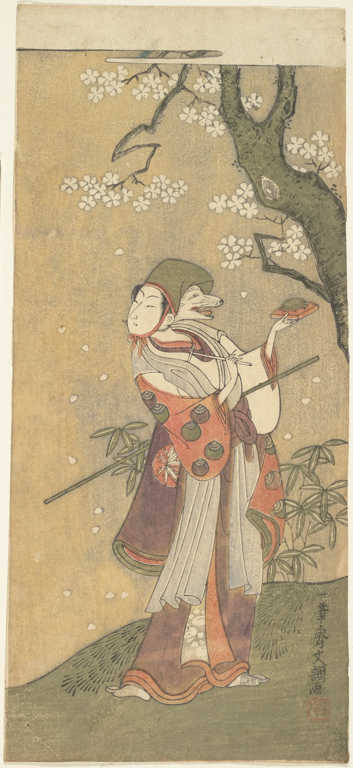 An Actor in the Fox Dance from the Drama, "The Thousand Cherry Trees" | Ippitsusai Bunchō - 浮世繪畫廊