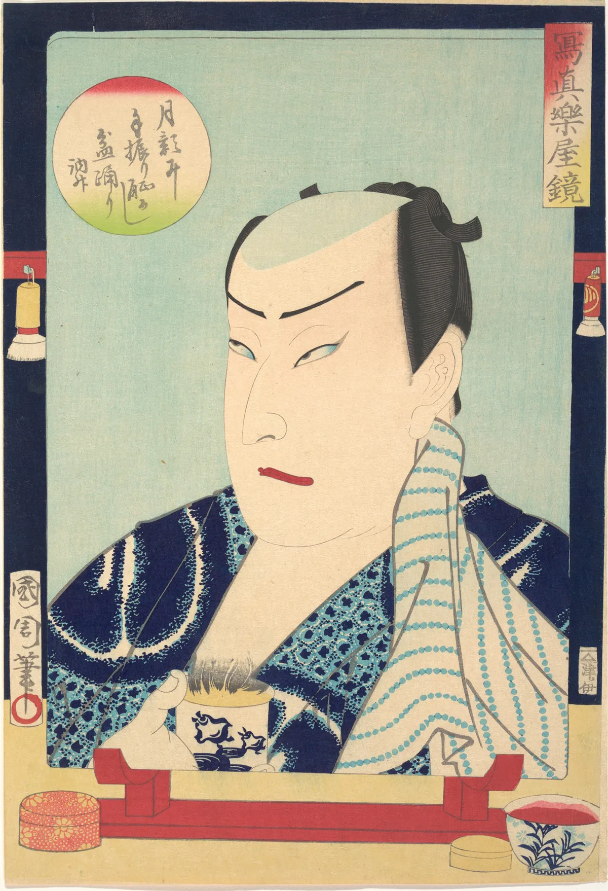 Sawamura Tosshō II (1838–86), from the series Mirror of Photographs  Backstage  (Shashin gakuya kagami - Sawamura Tosshō nisei) | Toyohara Kunichika - 浮世繪畫廊