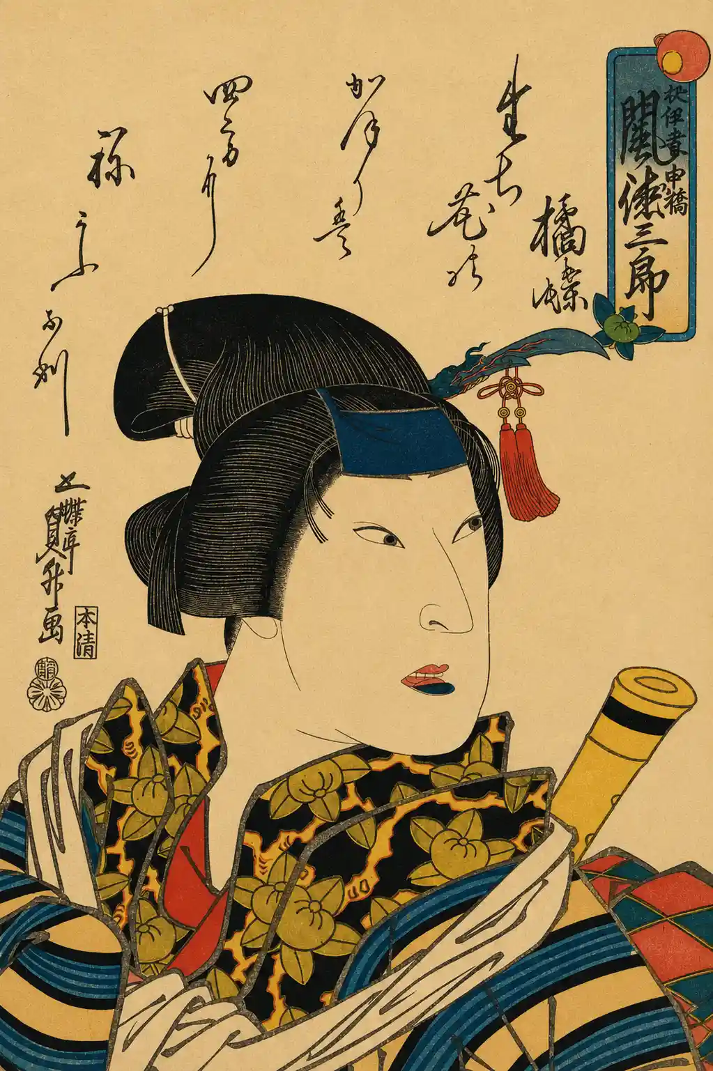 The Actor Arashi Tokusaburō as the Female Gallant (Onnadate) Ohashi | Utagawa Sadamasu (Kunimasu)  初代歌貞升 - 浮世繪畫廊
