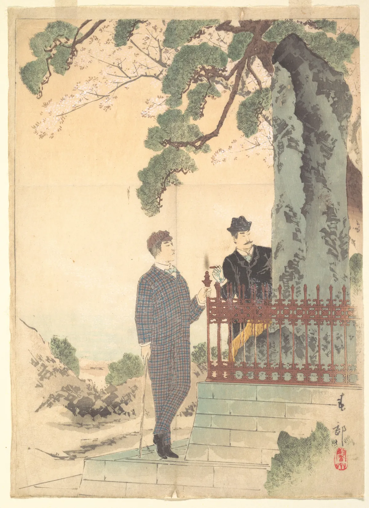 Two Japanese Men in Western Dress | Shunko - 浮世繪畫廊