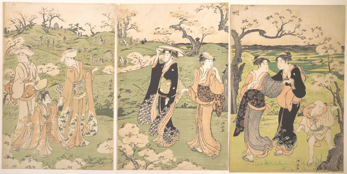 Young Ladies Viewing Cherry–blossoms at Asukayama