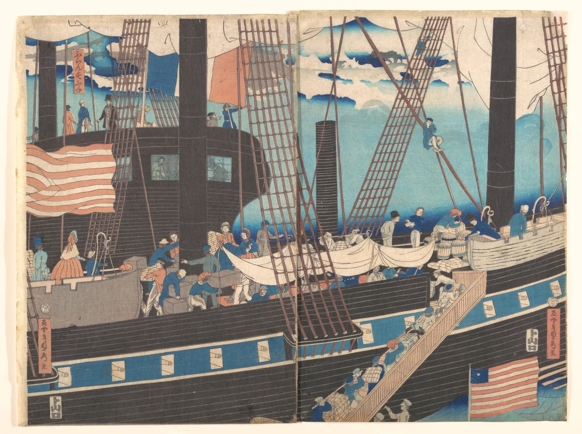 “Yokohama Trade: Westerners Loading Cargo”