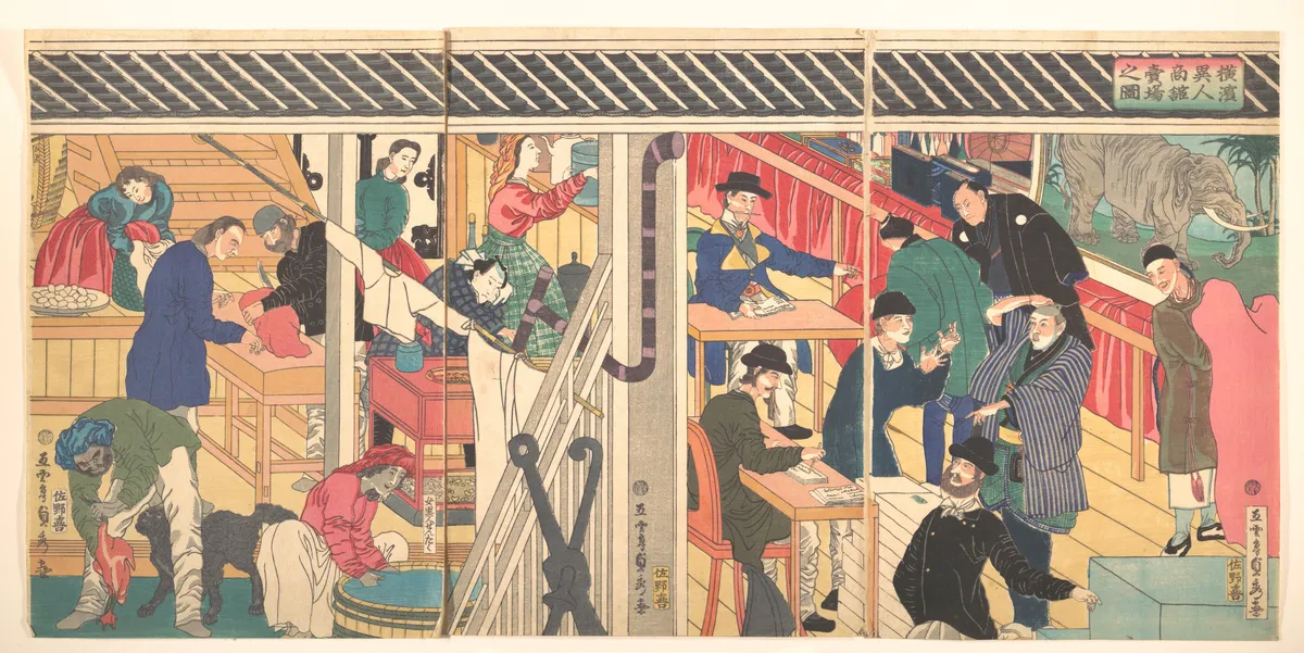 Foreign Business Establishment in Yokohama (Yokohama ijin shōkan uriba no zu)