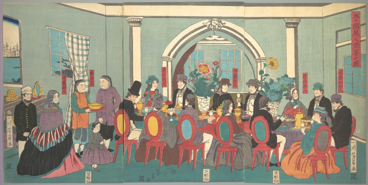 Foreigners from the Five Nations Enjoying a Banquet
